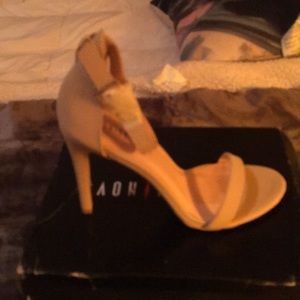 Open toed nude color heels